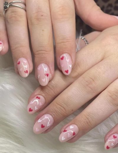 cute pink valentine nails