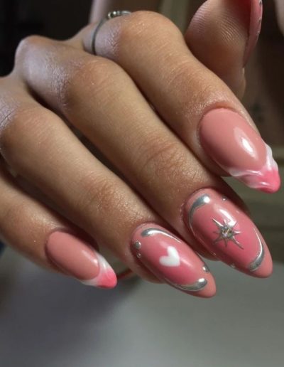 pink glitter valentine nails